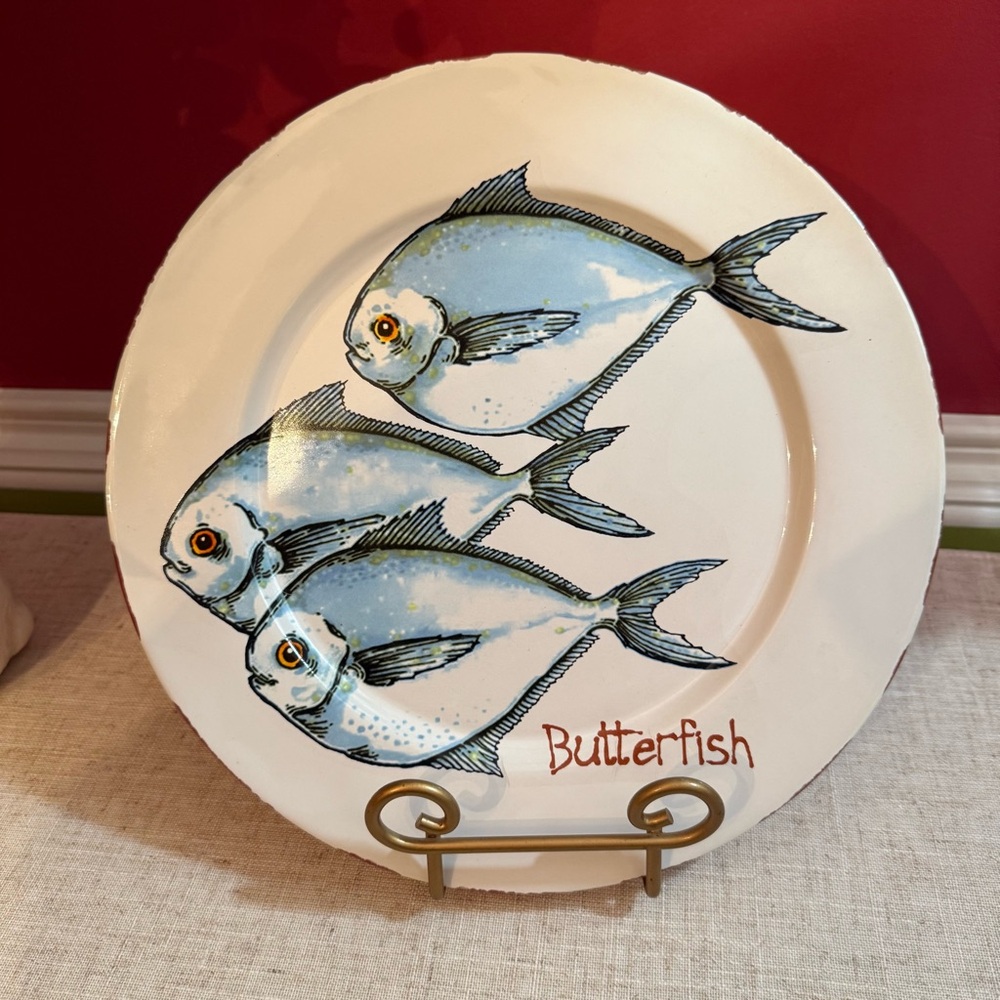 Mud Pie Butterfish Decorative Dinner Plate Beach Ocean Sea Decor